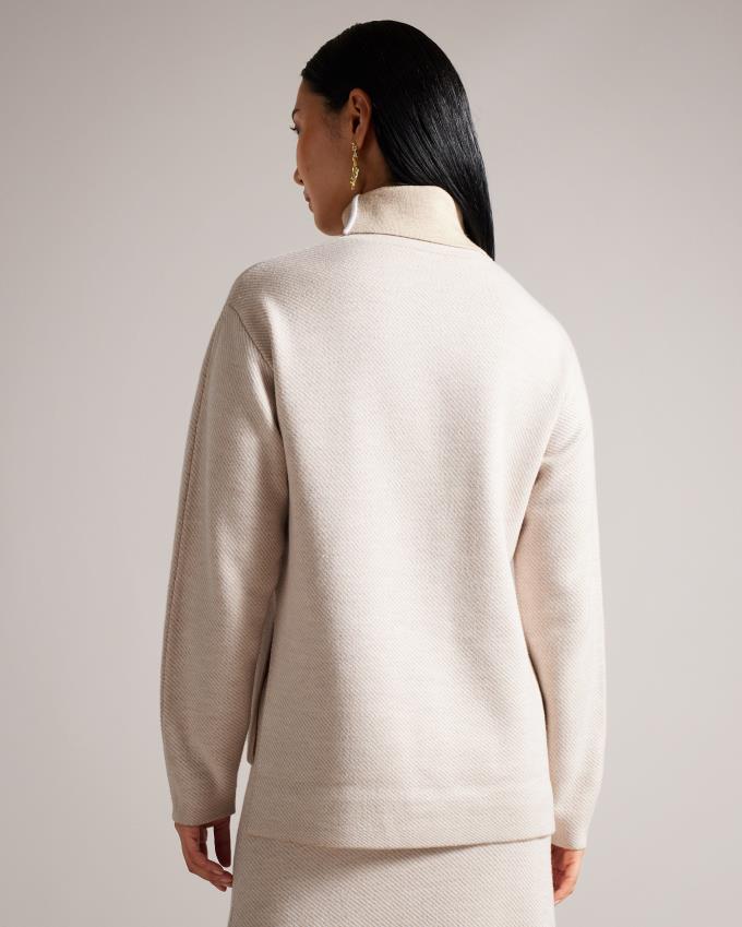 Pull Ted Baker Relaxed Fit Funnel Neck Beige Femme | YGM-40672014